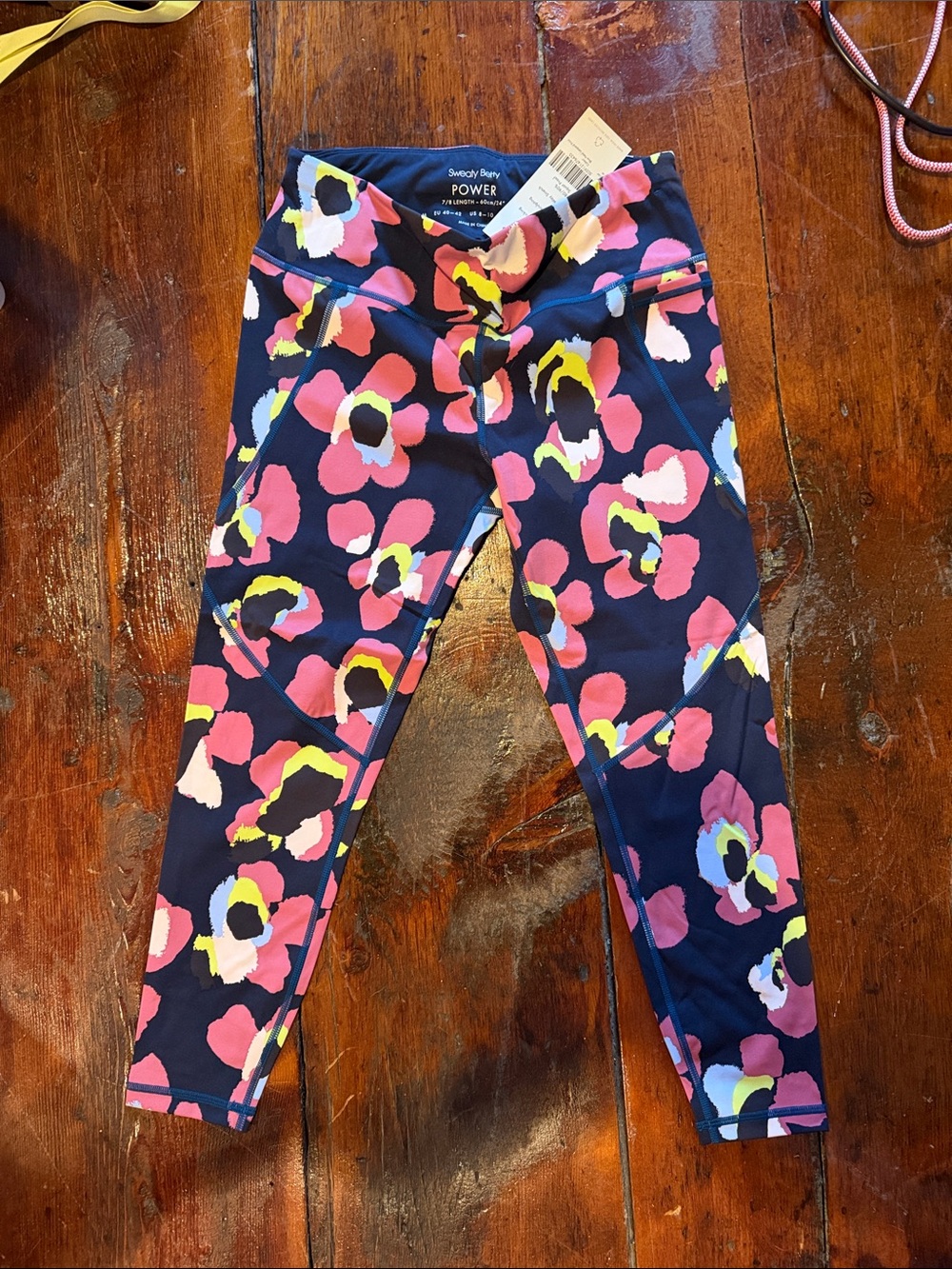 Sweaty Betty Womens Floral Leggings - Navy with Pink & Yellow